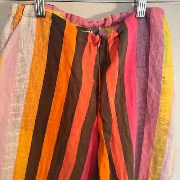 ALEMBIKA colorful striped linen cropped wide leg pants - Picture 6 of 7